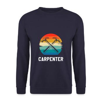 Retro Vintage Classic Carpenter Carpentry - Unisex Pullover - Navy - Vorne - Alina (178cm) & Michal (187cm)