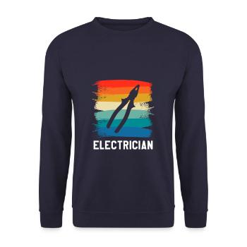 Retro Vintage Classic Electrician Electrical - Unisex Pullover - Navy - Vorne - Alina (178cm) & Michal (187cm)