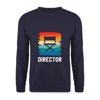 Retro Vintage Classic Director Filmmaking - Unisex Pullover - Navy - Vorne - Alina (178cm) & Michal (187cm)