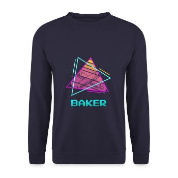 Retro Vintage Classic Baker Baking - Unisex Pullover - Navy - Vorne - Alina (178cm) & Michal (187cm)