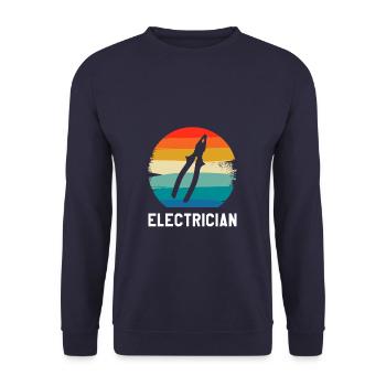 Retro Vintage Classic Electrician Electrical - Unisex Pullover - Navy - Vorne - Alina (178cm) & Michal (187cm)