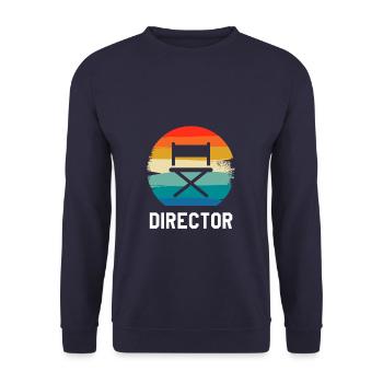 Retro Vintage Classic Director Filmmaking - Unisex Pullover - Navy - Vorne - Alina (178cm) & Michal (187cm)