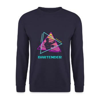 Retro Vintage Classic Bartender Bartending - Unisex Pullover - Navy - Vorne - Alina (178cm) & Michal (187cm)
