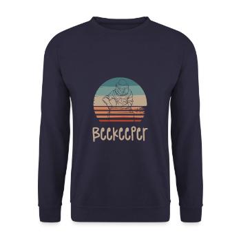 Retro Vintage Classic Beekeeper Beekeeping - Unisex Pullover - Navy - Vorne - Alina (178cm) & Michal (187cm)