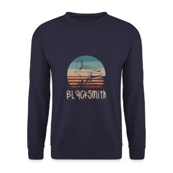 Retro Vintage Classic Blacksmith Blacksmithing - Unisex Pullover - Navy - Vorne - Alina (178cm) & Michal (187cm)