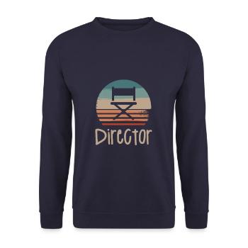Retro Vintage Classic Director Filmmaking - Unisex Pullover - Navy - Vorne - Alina (178cm) & Michal (187cm)