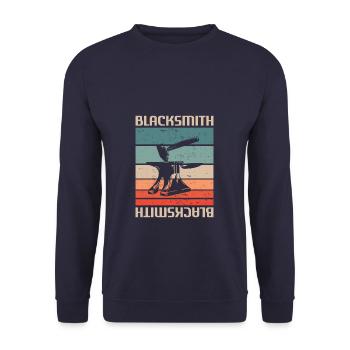 Retro Vintage Classic Blacksmith Blacksmithing - Unisex Pullover - Navy - Vorne - Alina (178cm) & Michal (187cm)