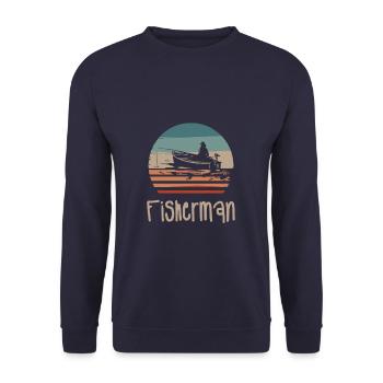 Retro Vintage Classic Fisherman Fishing - Unisex Sweatshirt - navy - Front - Alina (178cm) & Michal (187cm)