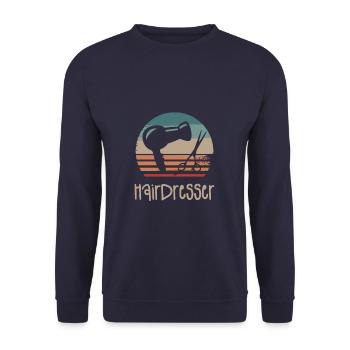 Retro Vintage Classic Hairdresser Hairdressing - Unisex Pullover - Navy - Vorne - Alina (178cm) & Michal (187cm)