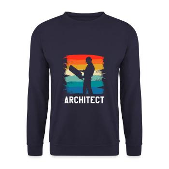Retro Vintage Classic Architect Architecture - Unisex Pullover - Navy - Vorne - Alina (178cm) & Michal (187cm)