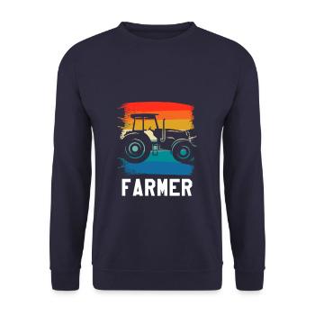 Retro Vintage Classic Farmer Farming - Unisex Pullover - Navy - Vorne - Alina (178cm) & Michal (187cm)