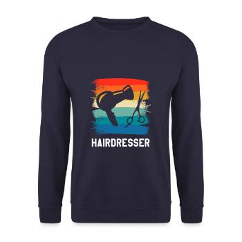 Retro Vintage Classic Hairdresser Hairdressing - Unisex Pullover - Navy - Vorne - Alina (178cm) & Michal (187cm)