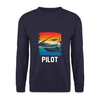 Retro Vintage Classic Pilot Aviation - Unisex Sweatshirt - navy - Front - Alina (178cm) & Michal (187cm)