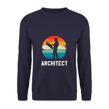 Retro Vintage Classic Architect Architecture - Unisex Pullover - Navy - Vorne - Alina (178cm) & Michal (187cm)