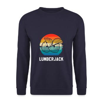 Retro Vintage Classic Lumberjack Woodworking - Unisex Pullover - Navy - Vorne - Alina (178cm) & Michal (187cm)