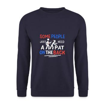 Manche Leute Brauchen Einfach Einen Klaps Auf Den - Unisex Pullover - Navy - Vorne - Alina (178cm) & Michal (187cm)