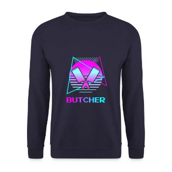 Rétro Vintage Classic Butcher Boucherie Boucherie - Sweat-shirt Unisexe - marine - Devant - Alina (178cm) & Michal (187cm)