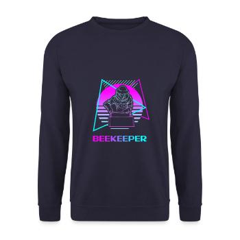 Retro Vintage Classic Beekeeper Beekeeping - Unisex Pullover - Navy - Vorne - Alina (178cm) & Michal (187cm)