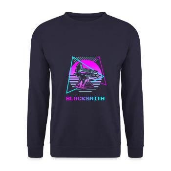 Retro Vintage Classic Blacksmith Blacksmithing - Unisex Pullover - Navy - Vorne - Alina (178cm) & Michal (187cm)