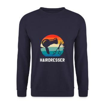 Coiffeur Rétro Vintage Classique Coiffure - Sweat-shirt Unisexe - marine - Devant - Alina (178cm) & Michal (187cm)