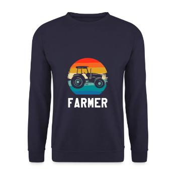 Retro Vintage Classic Farmer Farming - Unisex Pullover - Navy - Vorne - Alina (178cm) & Michal (187cm)