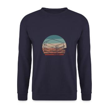 Retro Vintage Classic Author Book Writing - Unisex Pullover - Navy - Vorne - Alina (178cm) & Michal (187cm)