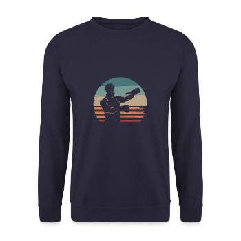Retro Vintage Classic Bartender Bartending - Unisex Pullover - Navy - Vorne - Alina (178cm) & Michal (187cm)