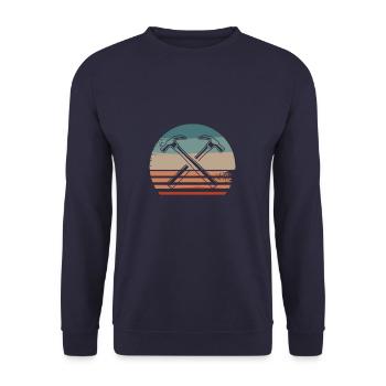 Retro Vintage Classic Carpenter Carpentry - Unisex Pullover - Navy - Vorne - Alina (178cm) & Michal (187cm)