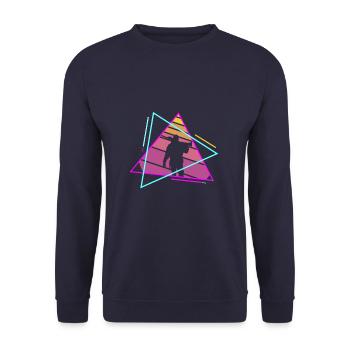 Retro Vintage Classic Hunter Hunting - Unisex Pullover - Navy - Vorne - Alina (178cm) & Michal (187cm)