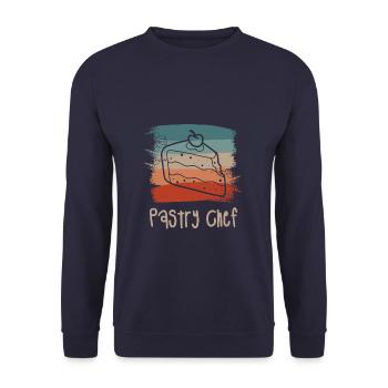 Retro Vintage Pastry Chef Pastries - Unisex Sweatshirt - navy - Front - Alina (178cm) & Michal (187cm)