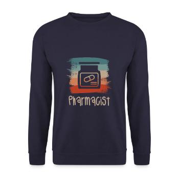 Retro Vintage Pharmacist Pharmacy - Unisex Sweatshirt - navy - Front - Alina (178cm) & Michal (187cm)