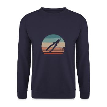 Retro Vintage Classic Electrician Electrical - Unisex Pullover - Navy - Vorne - Alina (178cm) & Michal (187cm)