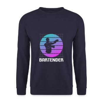 Retro Vintage Classic Bartender Bartending - Unisex Pullover - Navy - Vorne - Alina (178cm) & Michal (187cm)