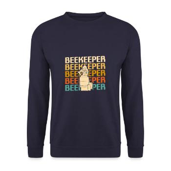 Retro Vintage Classic Beekeeper Beekeeping - Unisex Pullover - Navy - Vorne - Alina (178cm) & Michal (187cm)