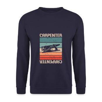 Retro Vintage Classic Carpenter Carpentry - Unisex Pullover - Navy - Vorne - Alina (178cm) & Michal (187cm)