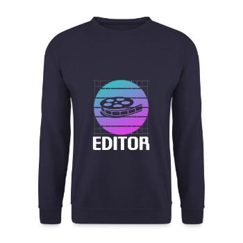 Retro Vintage Classic Editor Editing - Unisex Pullover - Navy - Vorne - Alina (178cm) & Michal (187cm)