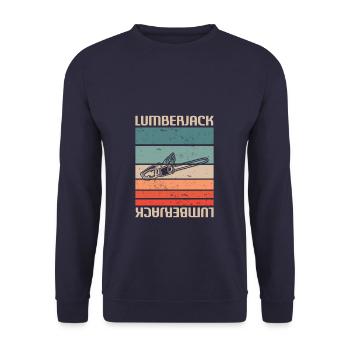 Retro Vintage Classic Lumberjack Woodworking - Unisex Pullover - Navy - Vorne - Alina (178cm) & Michal (187cm)