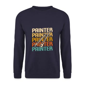Retro Painter Paint Painting - Unisex Pullover - Navy - Vorne - Alina (178cm) & Michal (187cm)