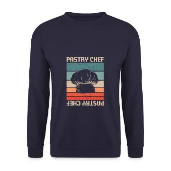 Retro Vintage Pastry Chef Pastries - Unisex Sweatshirt - navy - Front - Alina (178cm) & Michal (187cm)