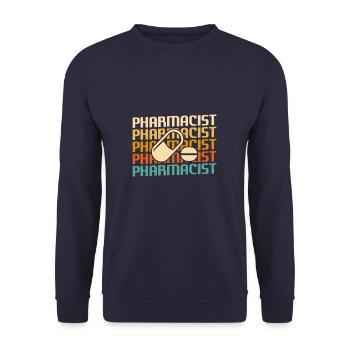 Rétro Pharmacien Pharmacie Pharmaceutique - Sweat-shirt Unisexe - marine - Devant - Alina (178cm) & Michal (187cm)