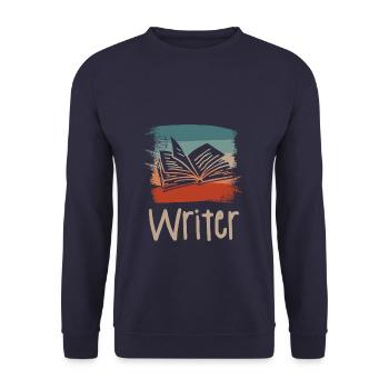Retro Vintage Writer Professor Book Writing - Unisex Sweatshirt - navy - Front - Alina (178cm) & Michal (187cm)