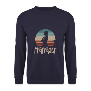 Retro Vintage Classic Manager Business Management - Unisex Pullover - Navy - Vorne - Alina (178cm) & Michal (187cm)