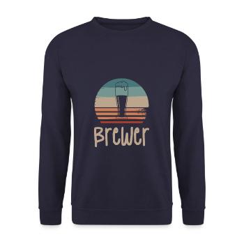 Retro Vintage Brewer Beer Brewing - Unisex Pullover - Navy - Vorne - Alina (178cm) & Michal (187cm)