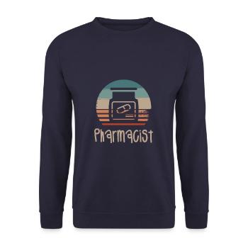 Retro Vintage Pharmacist Pharmacy - Unisex Sweatshirt - navy - Front - Alina (178cm) & Michal (187cm)