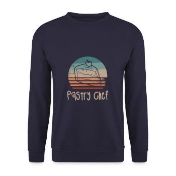 Retro Vintage Pastry Chef Pastries - Unisex Sweatshirt - navy - Front - Alina (178cm) & Michal (187cm)