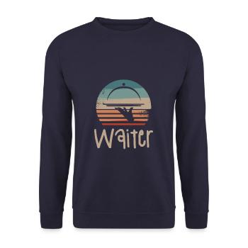 Rétro Vintage Waiter Restaurant servant - Sweat-shirt Unisexe - marine - Devant - Alina (178cm) & Michal (187cm)