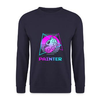 Retro Painter Paint Painting - Unisex Pullover - Navy - Vorne - Alina (178cm) & Michal (187cm)
