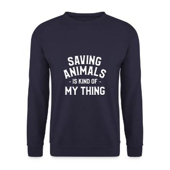 Sauver des animaux, c’est un peu mon truc Biologiste Biolo - Sweat-shirt Unisexe - marine - Devant - Alina (178cm) & Michal (187cm)