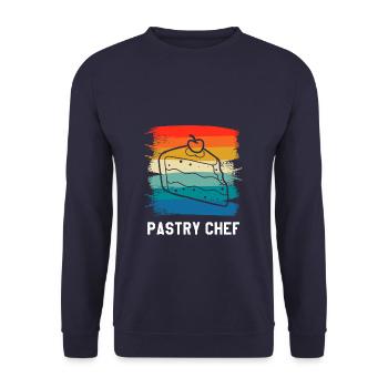 Retro Vintage Pastry Chef Pastries - Unisex Sweatshirt - navy - Front - Alina (178cm) & Michal (187cm)