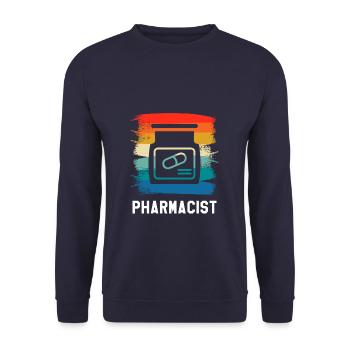 Retro Vintage Pharmacist Pharmacy - Unisex Sweatshirt - navy - Front - Alina (178cm) & Michal (187cm)